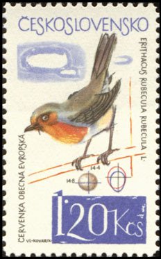 (1964-054) Марка Чехословакия &quot;Зарянка&quot; ,  III O