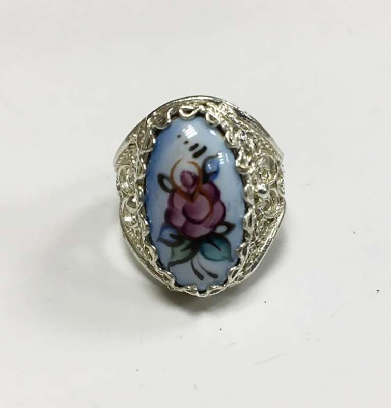 Перстень "Финифть", серебрение (сост. на фото)