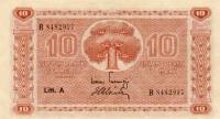 (1945 Litt A) Банкнота Финляндия 1945 год 10 марок    UNC