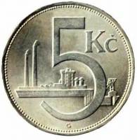 (1928) Монета Чехословакия 1928 год 5 крон   Серебро Ag 500  UNC