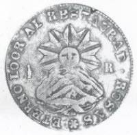 (№1844km18 (la rioja)) Монета Объединённые провинции Южной Америки 1844 год frac12; Real
