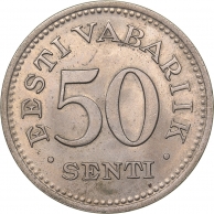 (1936) Монета Эстония 1936 год 50 центов   Медь-Никель  VF