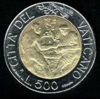 () Монета Ватикан 1998 год 500  ""   Биметалл  UNC