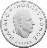 () Монета Норвегия 1992 год 100  ""   Биметалл (Серебро - Ниобиум)  UNC