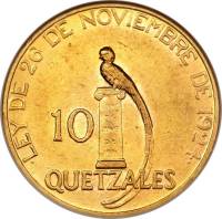 (№1926km245) Монета Гватемала 1926 год 10 Quetzales