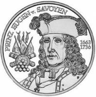 (001) Монета Австрия 2002 год 20 евро "Принц Евгений Савойский" 1. Ag 900, 20 г Серебро Ag 900  PROO