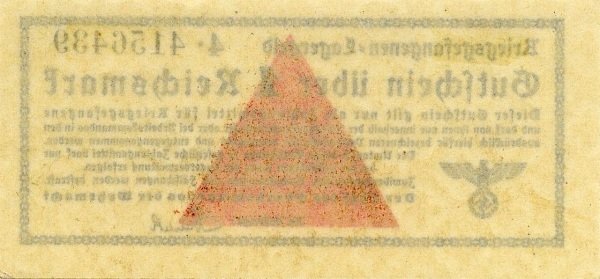 (№1939) Банкнота Германия 1939 год &quot;1 Reichsmark&quot;