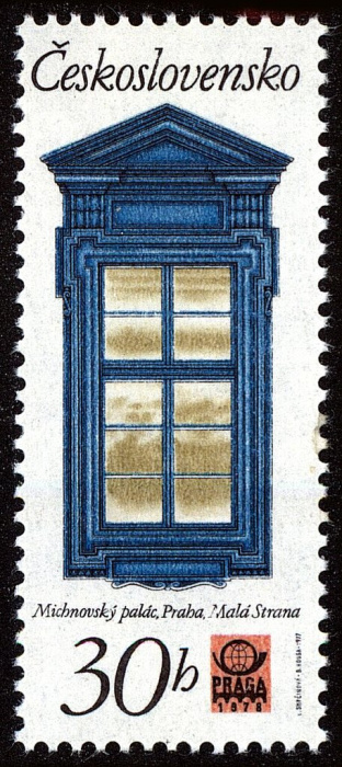 (1977-012) Марка Чехословакия &quot;Окно в дворце Мичной синее&quot;    Международная выставка марок Прага II 