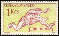 (1959-004) Марка Чехословакия "Бег с препятствиями"    Чемпионат мира по хоккею, спортивные соревнов