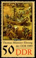 (1989-063) Марка Германия (ГДР) "Лютеранская лодка"    Томас Мюнцер II O