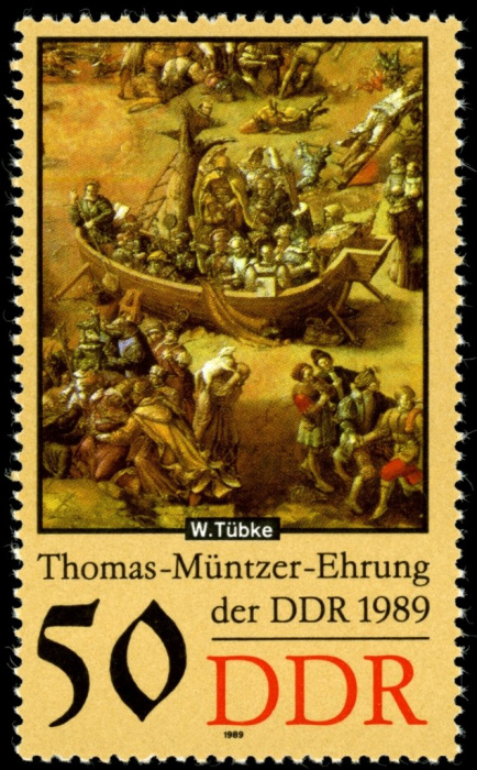 (1989-063) Марка Германия (ГДР) &quot;Лютеранская лодка&quot;    Томас Мюнцер II O