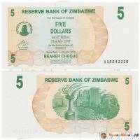 (,) Банкнота Чек на предъявителя Зимбабве 2006 год  долларов    UNC