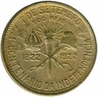 (№1922km521.1) Монета Бразилия 1922 год 500 Reacute;is (Столетие Независимости)