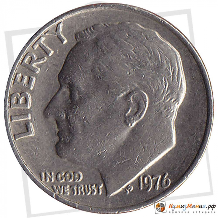 (1976) Монета США 1976 год 10 центов  2. Медно-никелевый сплав Франклин Делано Рузвельт Медь-Никель 