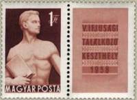 (1958-047) Марка + купон Венгрия "Человек с книгой"    Молодежный Фестиваль III Θ