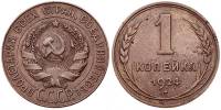 (1924) Монета СССР 1924 год 1 копейка   Медь  VF
