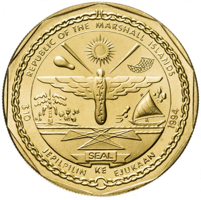 (1991) Монета Маршалловы Острова 1991 год 10 долларов &quot;F4U Корсар&quot;  Латунь  UNC