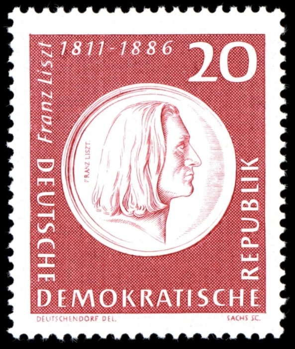 (1961-053) Марка Германия (ГДР) "Барельеф"    Ференц Лист II &Theta;