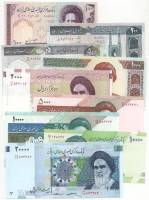 1982-2017 9 штук 100 200 500 1000 2000 5000 10000 10000 20000 риалов Набор банкнот Иран    UNC