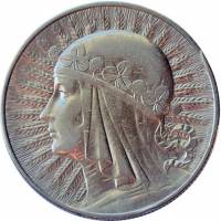 (1933) Монета Польша 1933 год 10 злотых "Ядвига"  Серебро Ag 750  UNC