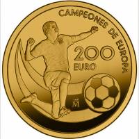 (№2012) Монета Испания 2012 год 200 Euro (Чемпионов УЕФА Евро-2012 в Европе)