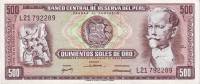 (,) Банкнота Перу 1968 год 500 солей    UNC