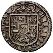 (№1707km272) Монета Испания 1707 год 2 Reales (Валенсия В - -,Ф)