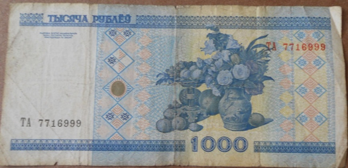 (2000) Банкнота Беларусь 2000 год 1 000 рублей &quot;Музей&quot; С тонкой магнитной полосой  F