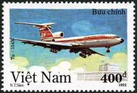 (1992-023) Марка Вьетнам "ТУ-154М"    Самолеты III Θ