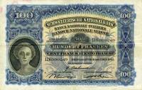 (№1943P-35q.2) Банкнота Швейцария 1943 год "100 Franken/Francs/Franchi" (Подписи: Bachmann  Weber  B