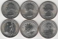 2013 3 монеты 25 центов Смесь дворов Набор США Парки    UNC