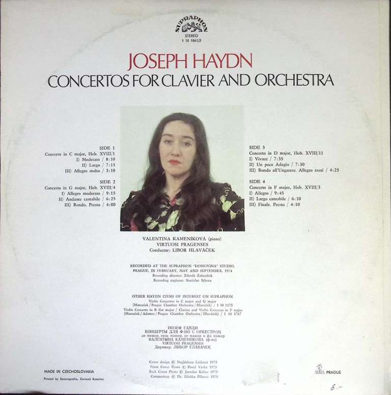 Пластинка виниловая Гайдн Concertos For Clavier And Orchestra Supraphon 300 мм. (Сост. отл.)