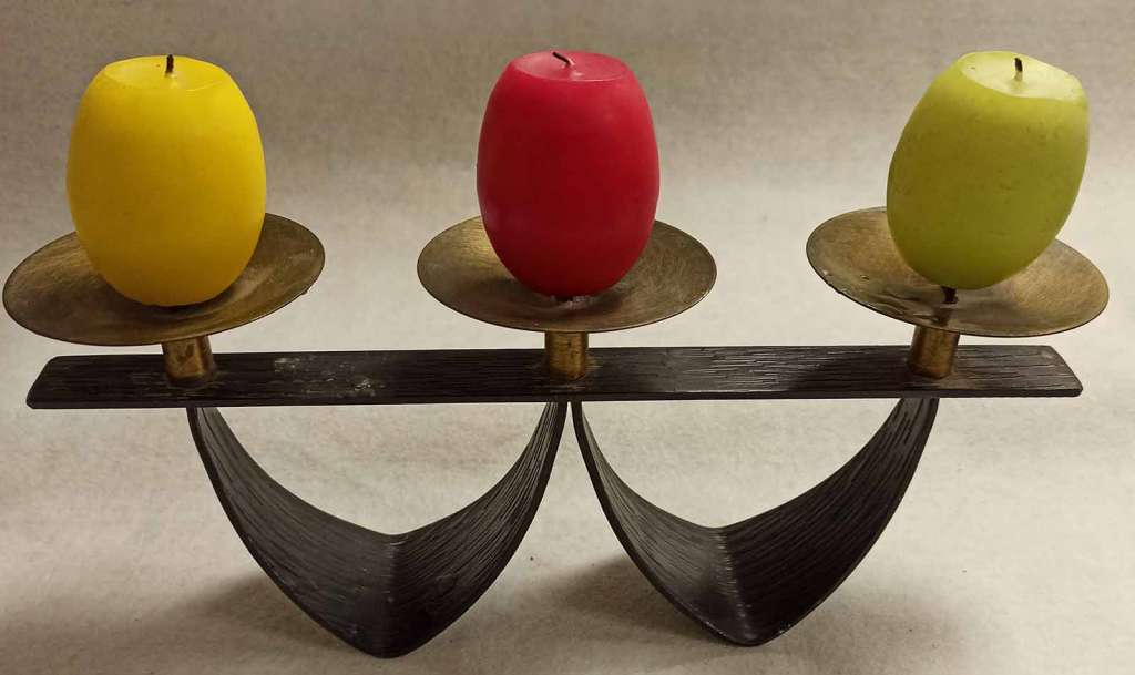 Подсвечник + свечи, Цветной металл (Сост. на фото)