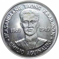 () Монета Филиппины 1969 год 1 песо ""  Биметалл (Серебро - Ниобиум)  UNC