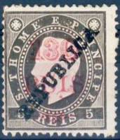 (№1913-166) Марка Сан-Томе и Принсипи 1913 год "Король Луиш I с надпечаткой", Гашеная