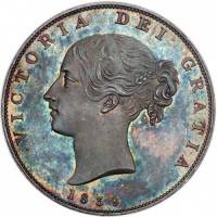 (1839) Монета Великобритания 1839 год 1/2 кроны "Королева Виктория"  Серебро Ag 925  UNC