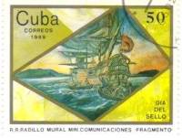 (1989-034) Марка Куба "Почтовый парусник"    День почтовой марки III Θ