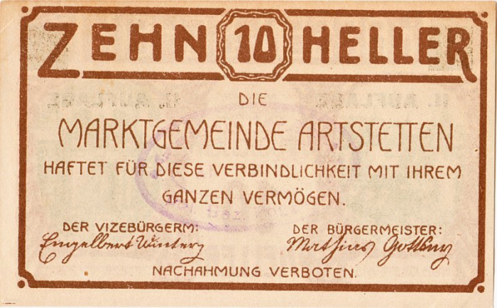 (№1920) Банкнота Австрия 1920 год &quot;10 Heller&quot;
