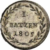 (№1805km195 (basel)) Монета Швейцария 1805 год 1 Batzen