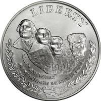 (1991p) Монета США 1991 год 1 доллар   Гора Рашмор. 50 лет Мемориалу Серебро Ag 900  UNC