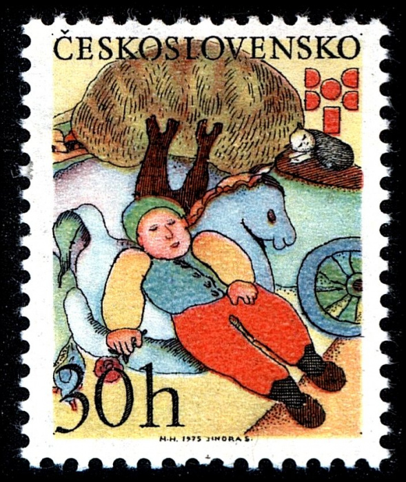 (1975-034) Марка + купон Чехословакия &quot;Мечтатель&quot;    Биеннале детских книжных иллюстрации, Братислав
