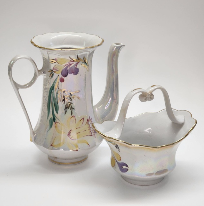 Кофейник и конфетница перламутр Коростень