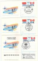 1988-176 Почтовая карточка СССР Советско-канадская лыжная экспедиция   3 шт ,  Разн виды гашения