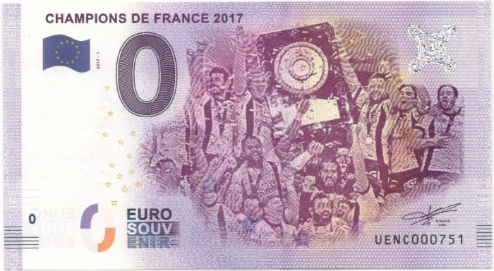 (2017) Банкнота Европа 2017 год 0 евро &quot;Чемпионы Франции&quot;   UNC