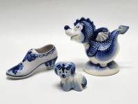 Набор фигурок Дракончик Туфелька и Собачка болонка Гжель 