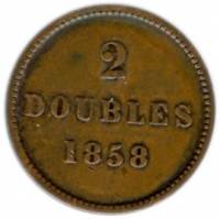 () Монета Остров Гернси 1858 год 2 дубля (дублона) ""   UNC