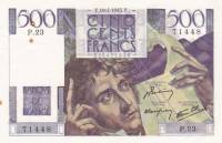 (№1945P-129a.1) Банкнота Франция 1945 год "500 Francs" (Подписи: J)