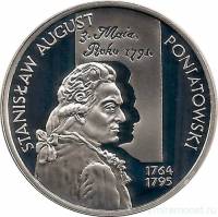 2005 Монета Польша 2005 год 10 злотых Станислав Понятовский, большой портрет  Серебро Ag 925  PROOF