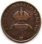  Монета Италия 1849 год 1     Медь  UNC