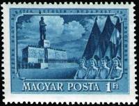 (1951-070) Марка Венгрия "Шествие с флагами (Синяя)"    72 года со дня рождения Сталина III Θ